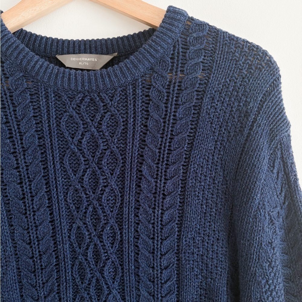 Denver Hayes 100% Cotton Women’s Navy Blue Knit Sweater - Size XL - Crewneck - Picture 4 of 13
